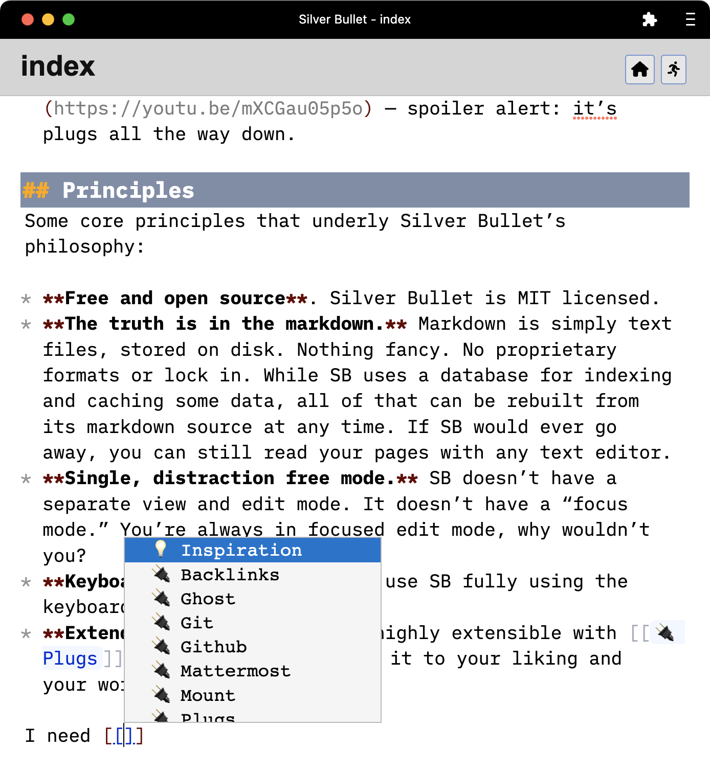 SilverBullet screenshot PWA